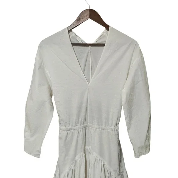 Vince White Long Sleeve Dress V Neck Cutout Midi Bridal Bachelorette Vacation XS - Picture 3 of 14